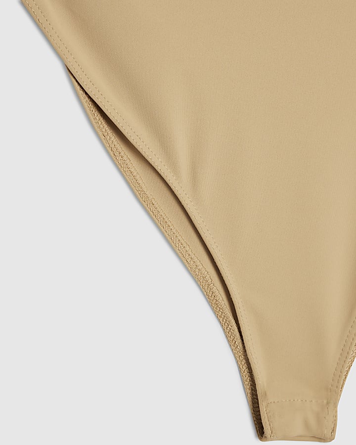 Petite Beige Scoop Neck Bodysuit