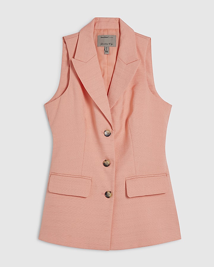 Pink Tailored V Neck Waistcoat
