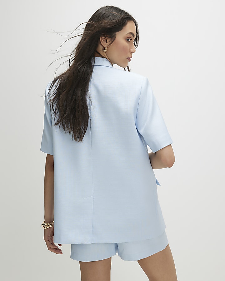 Blue Short Sleeve Blazer