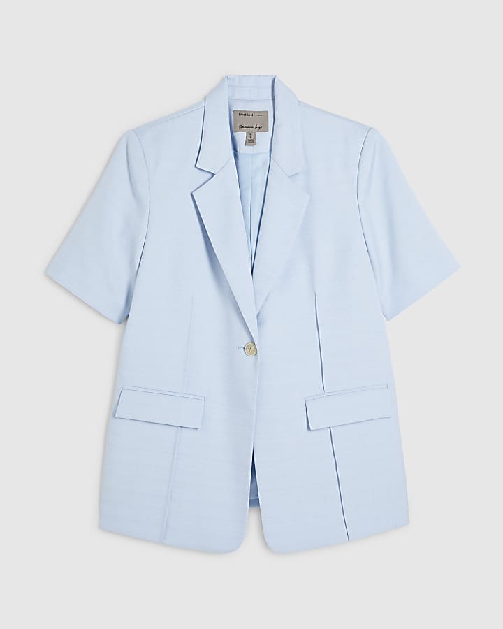 Blue Short Sleeve Blazer