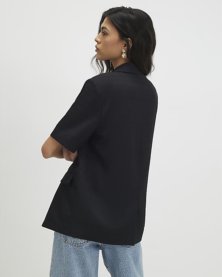 Black Short Sleeve Blazer