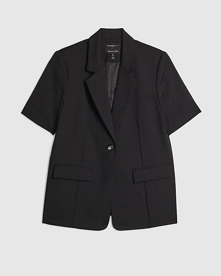 Black Short Sleeve Blazer