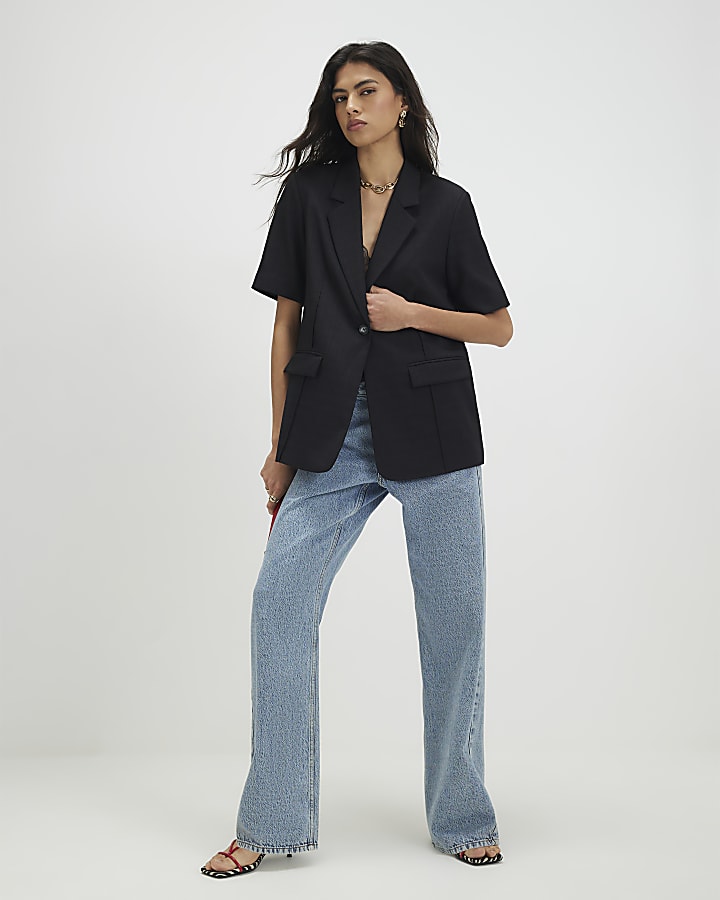 Black Short Sleeve Blazer