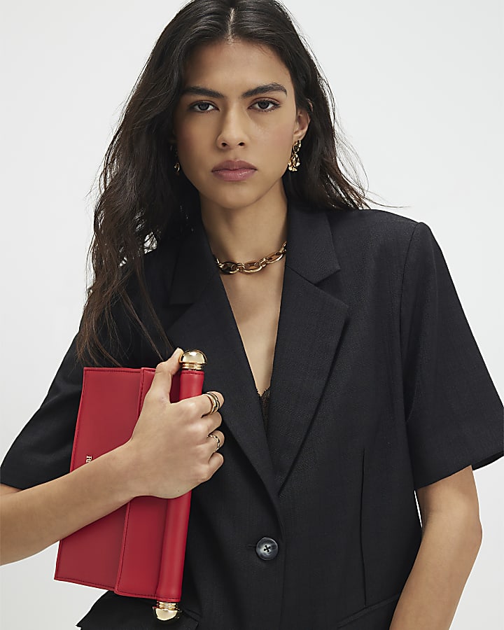 Black Short Sleeve Blazer