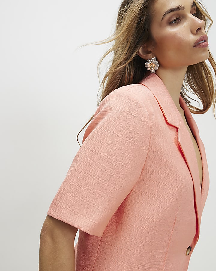 Pink Short Sleeve Blazer