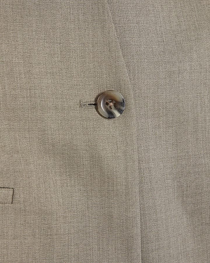 Beige Collarless Blazer