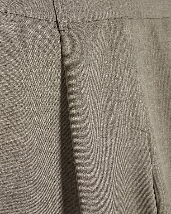 Beige Cross Hatch Barrel Trousers