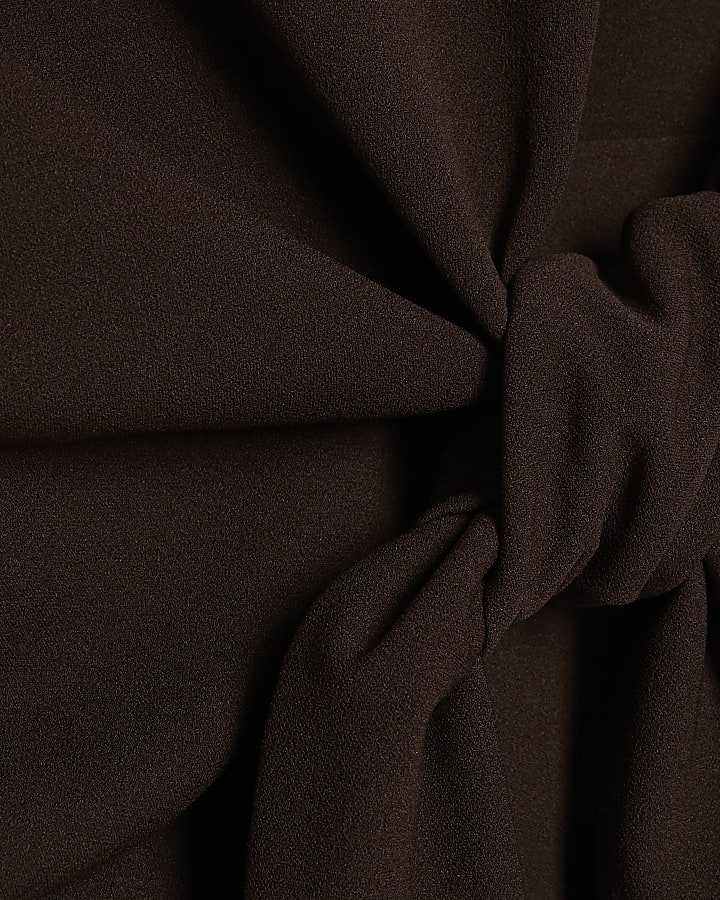 Brown Sleeveless Tie Side Top