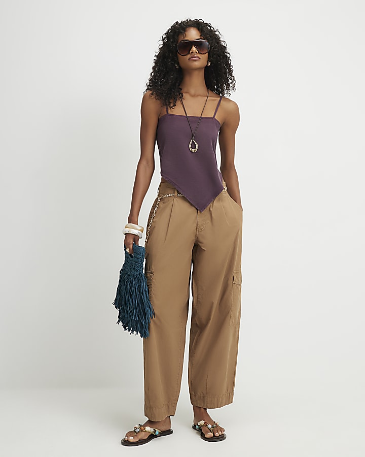 Purple Tie Back Scarf Top