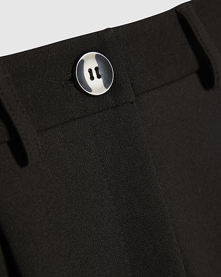 Black Button Front Tapered Trousers