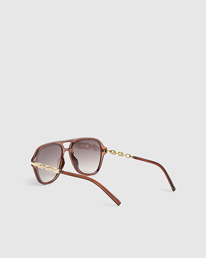 Brown Aviator Sunglasses