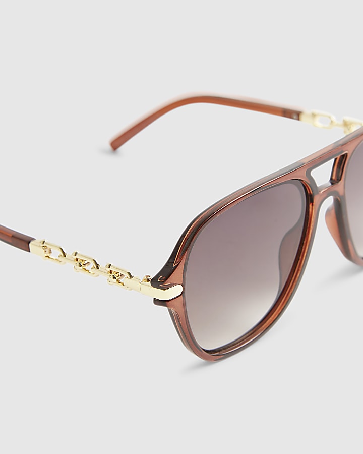 Brown Aviator Sunglasses