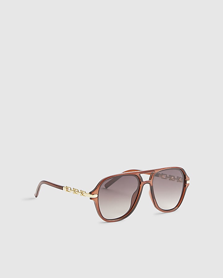 Brown Aviator Sunglasses