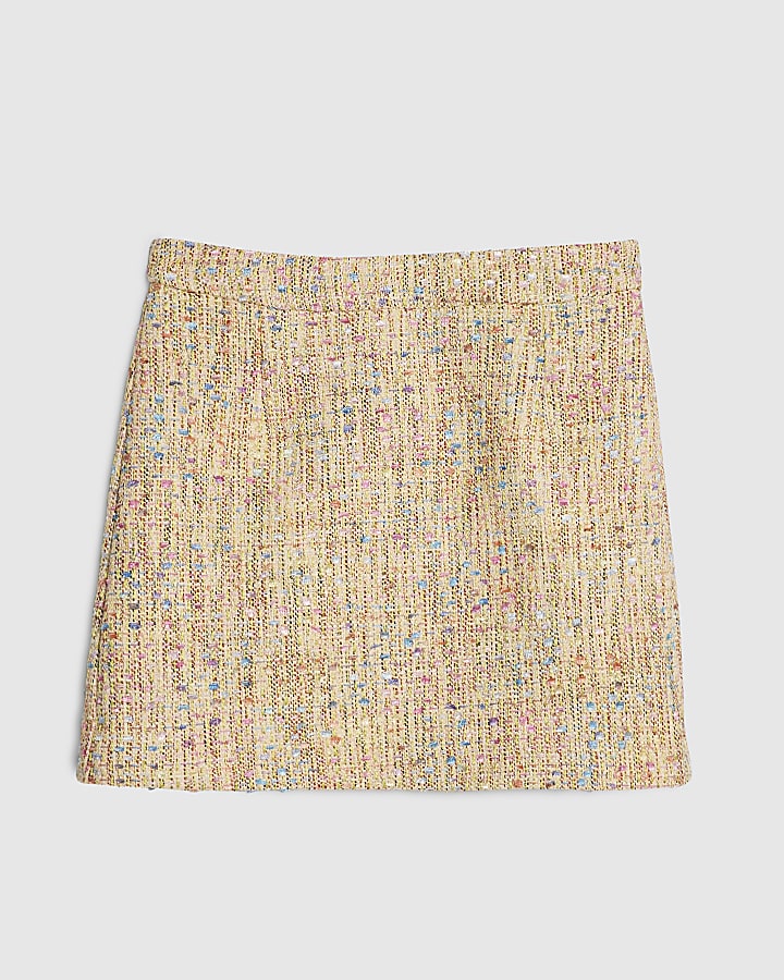 Yellow Boucle Aline Mini Skirt