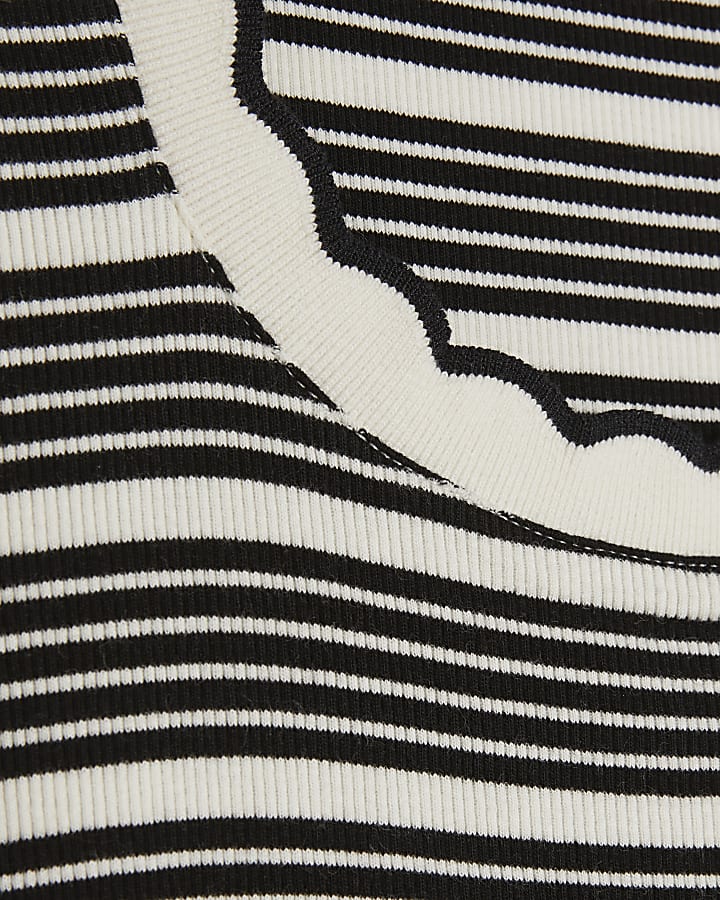 White Sleeveless Striped Hybrid Midi Dress