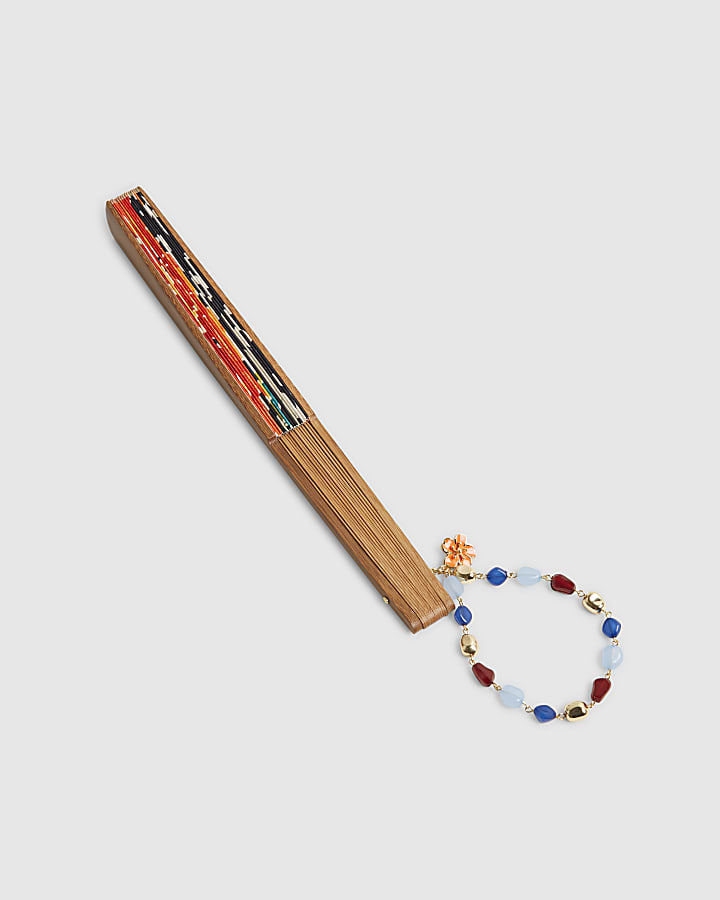 Orange Floral Hand Fan