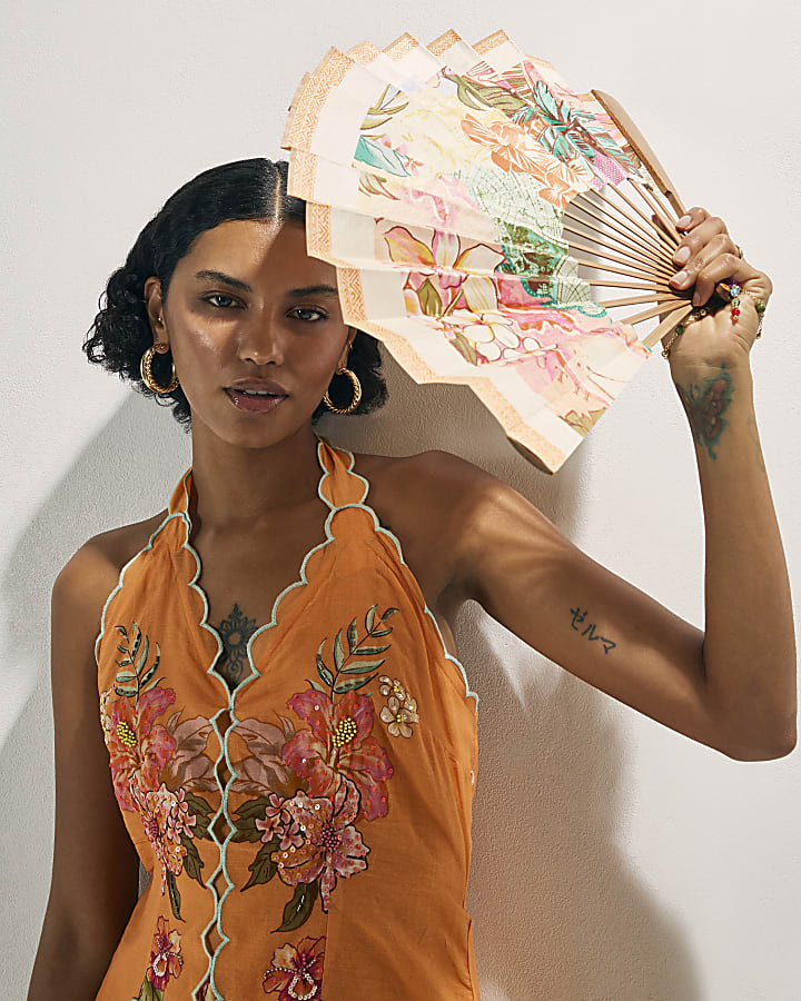 Pink Floral Hand Fan