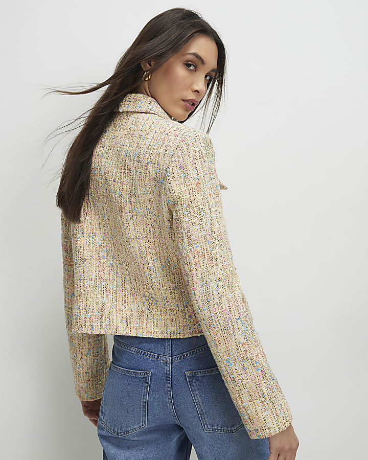 Yellow Boucle Pocket Jacket