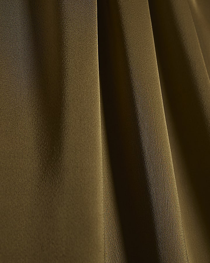 Khaki Pleat Front Blouse