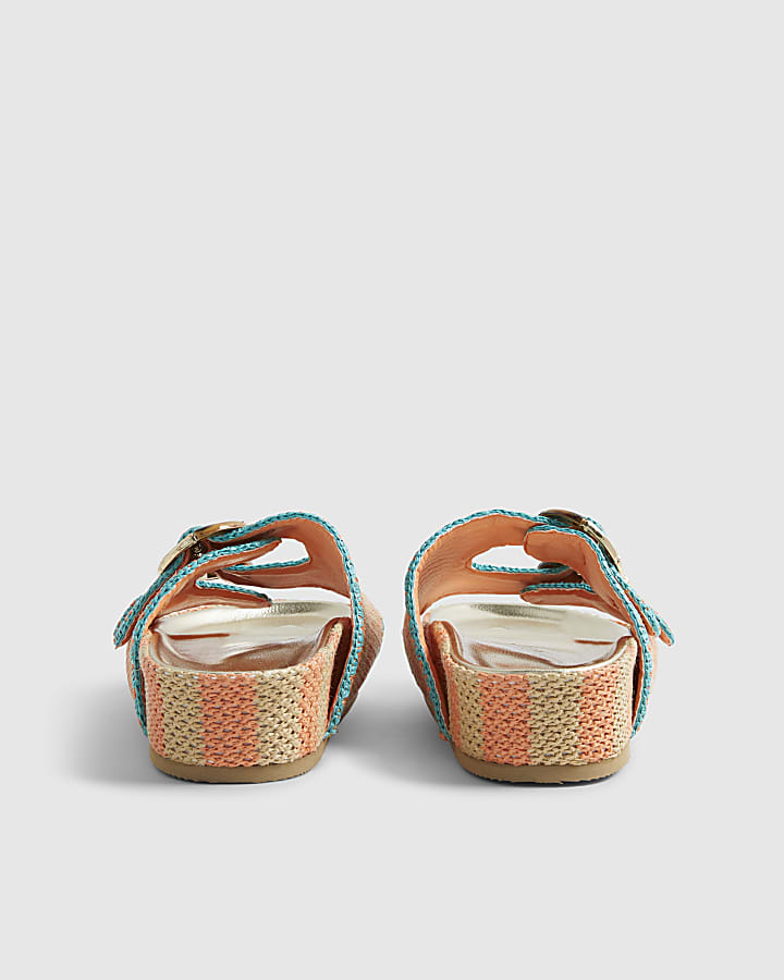 Orange Striped Footbed Sandals