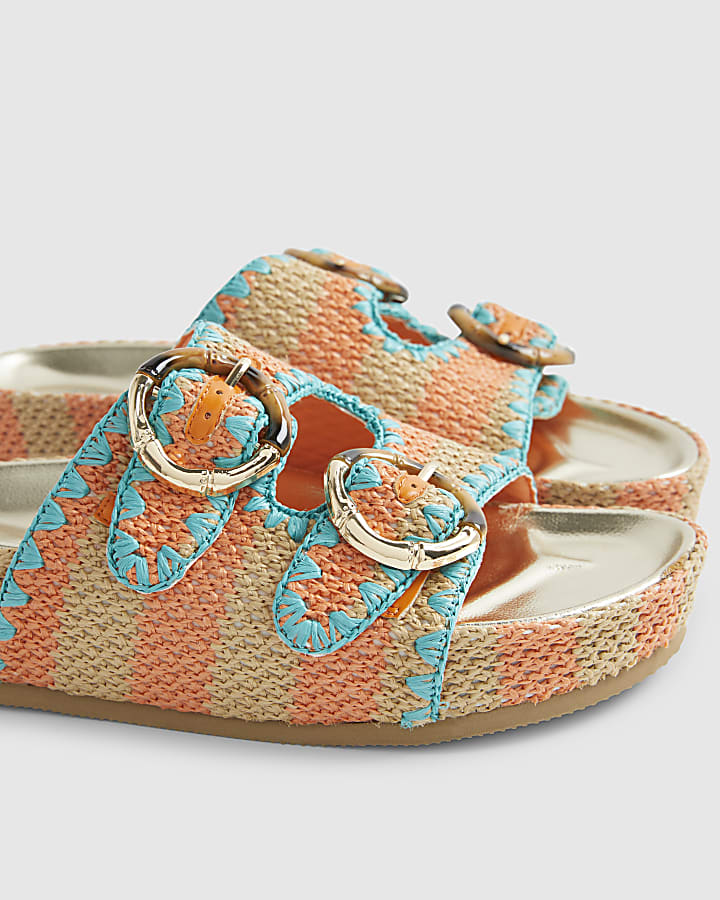 Orange Striped Footbed Sandals