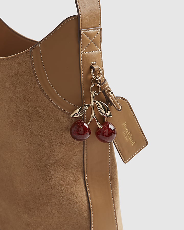 Beige Buckled Slouch Bag