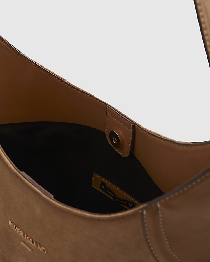 Beige Buckled Slouch Bag