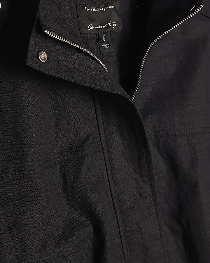 Black Shoulder Detail Bomber Jacket