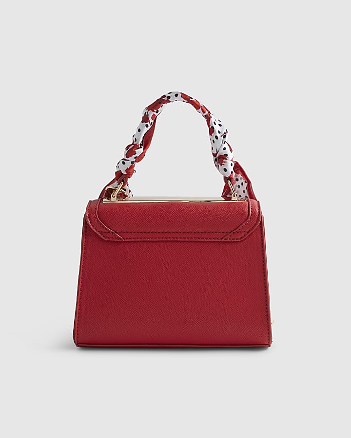 Red Mini Scarf Tote Cross Body Bag