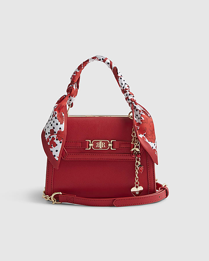 Red Mini Scarf Tote Cross Body Bag