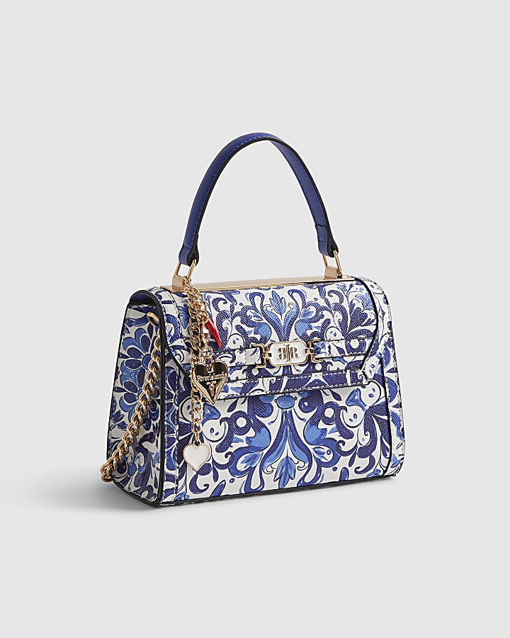Blue Mini Floral Tote Cross Body Bag