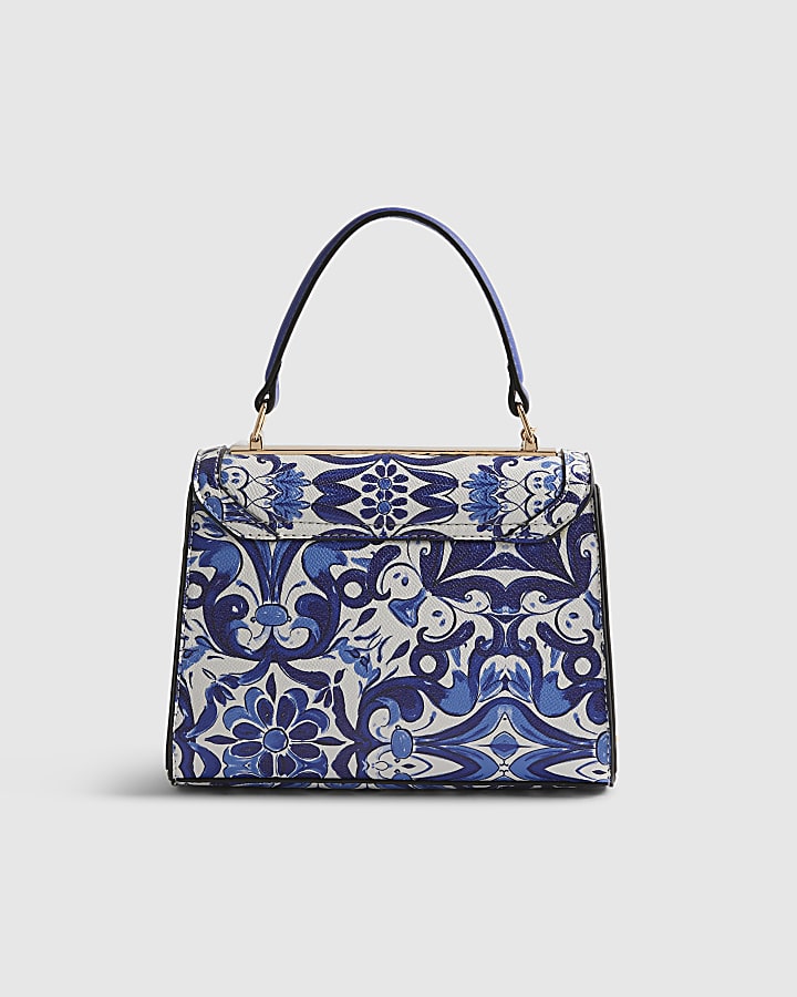 Blue Mini Floral Tote Cross Body Bag