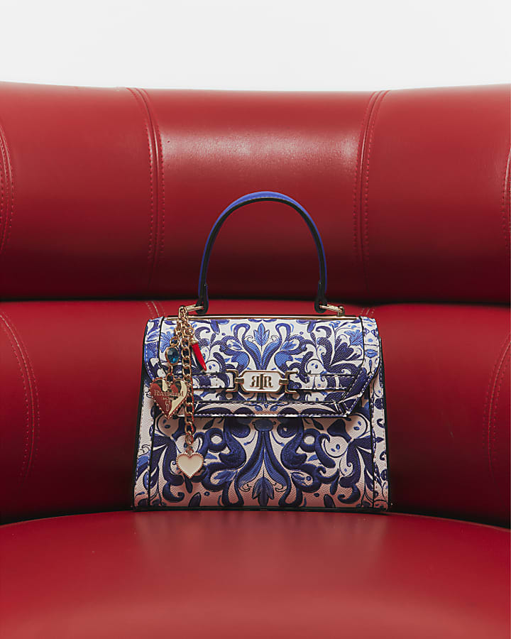 Blue Mini Floral Tote Cross Body Bag