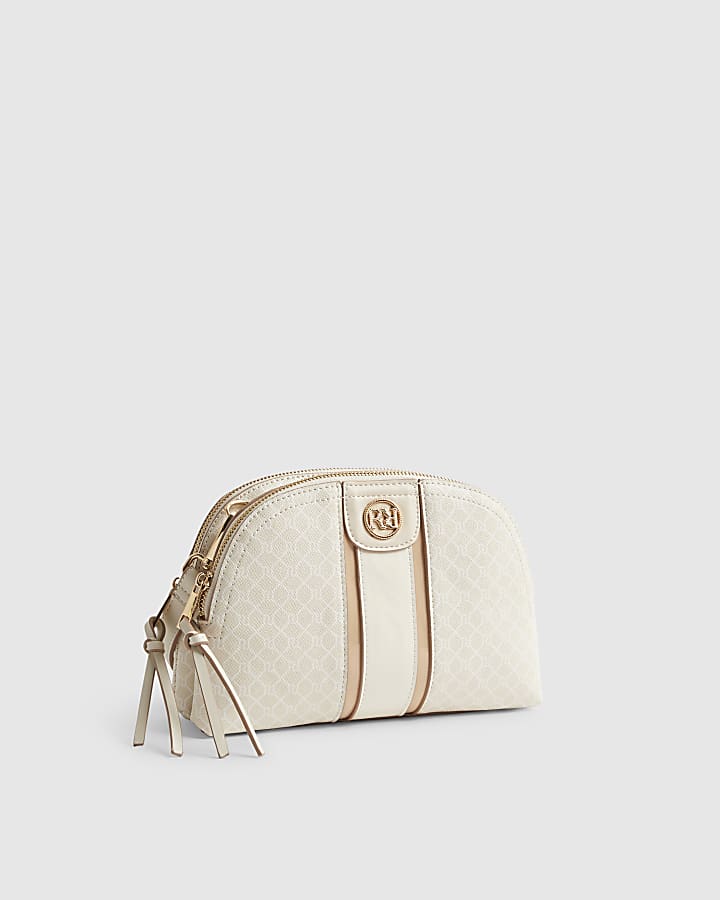 Cream Curved Top Cross Body Bag