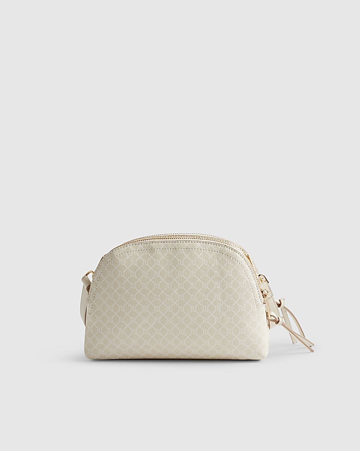 Cream Curved Top Cross Body Bag