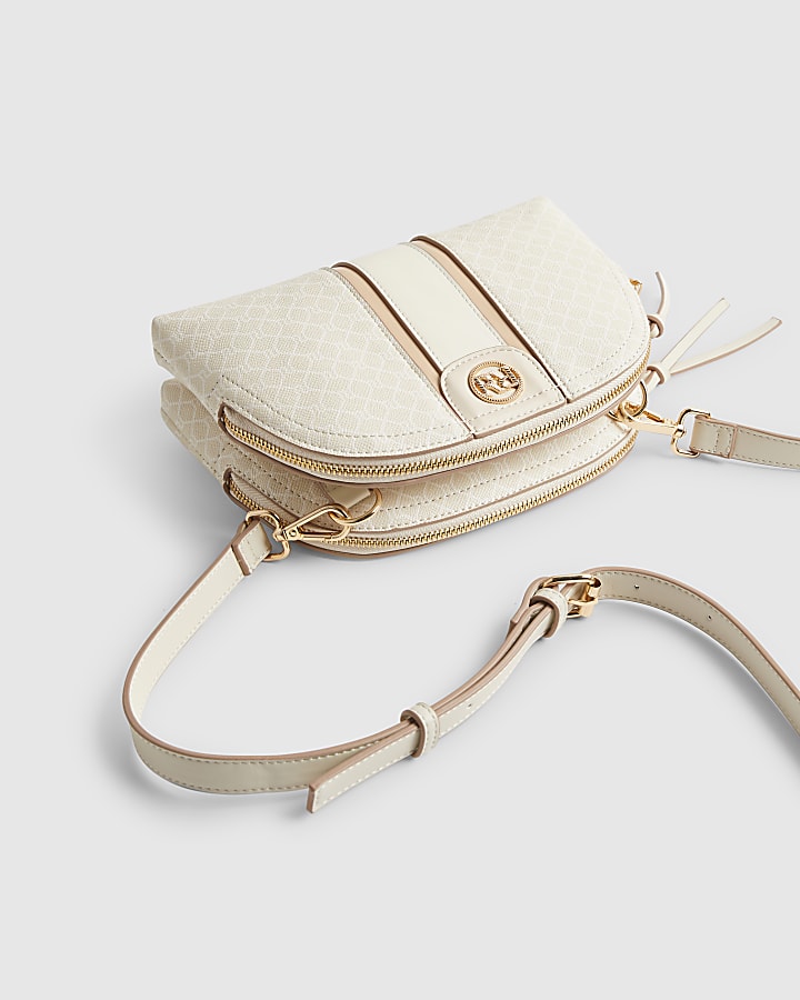 Cream Curved Top Cross Body Bag