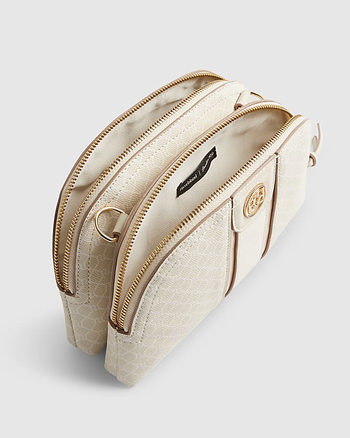 Cream Curved Top Cross Body Bag