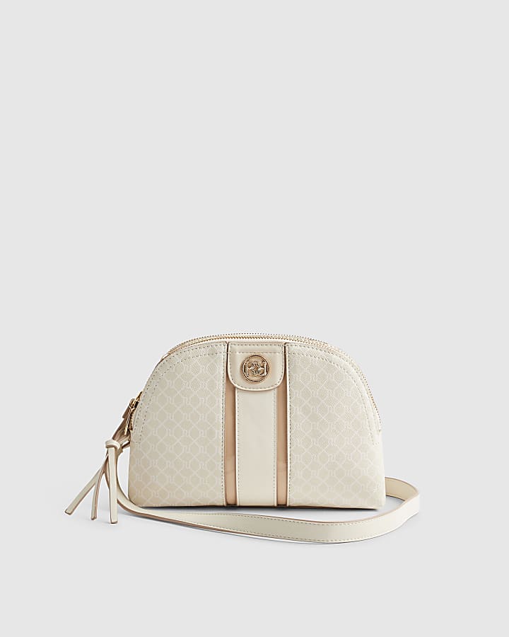 Cream Curved Top Cross Body Bag