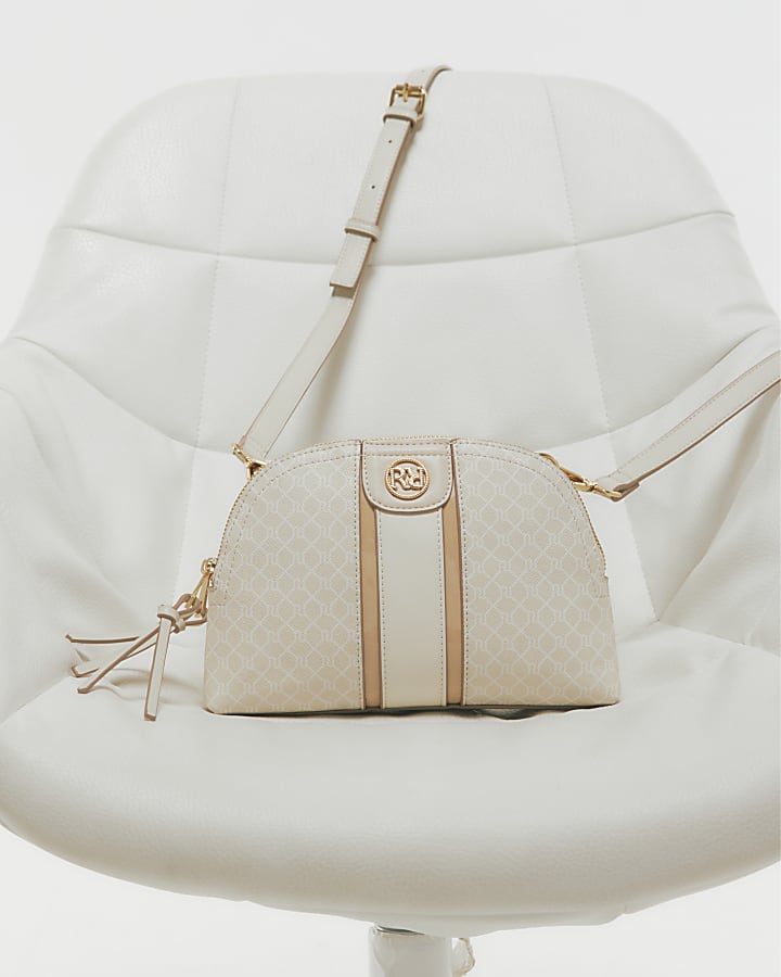 Cream Curved Top Cross Body Bag