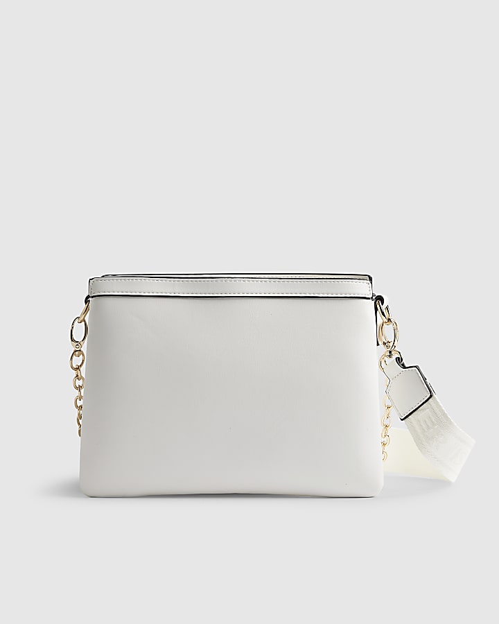 White Quilted Monogram Cross Body Bag