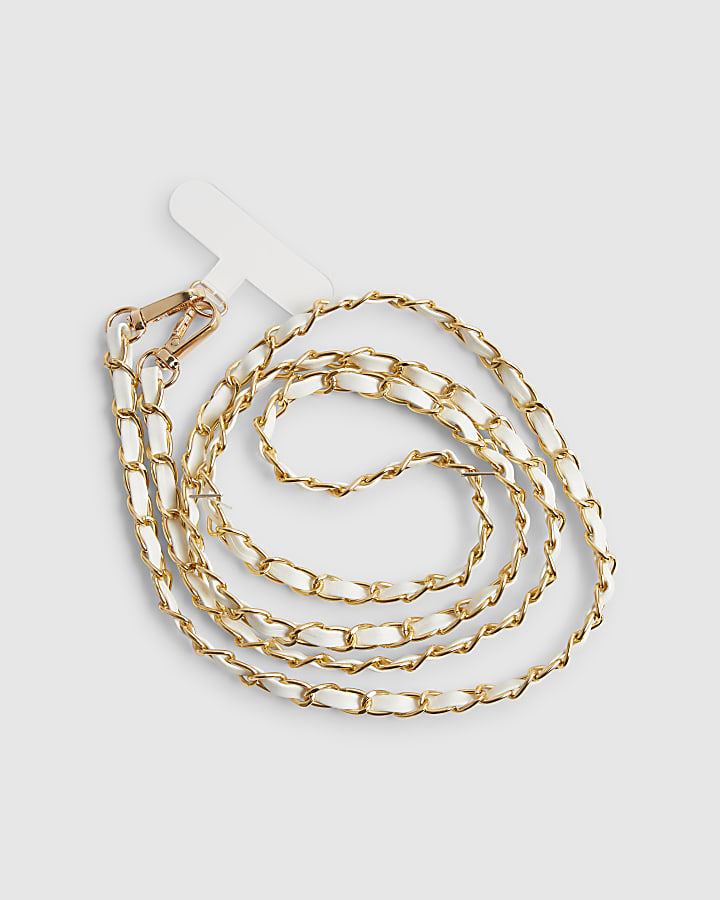 White Cross Body Phone Chain