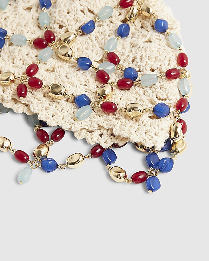 Cream Beaded Skull Cap