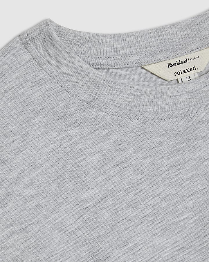 Grey Short Sleeve Slit Hem T-shirt