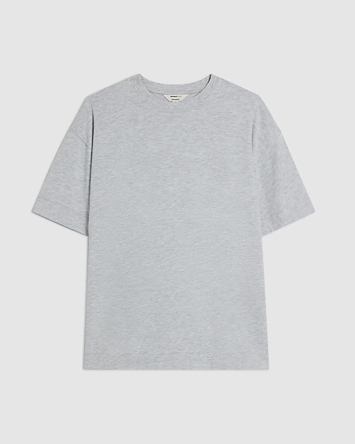 Grey Short Sleeve Slit Hem T-shirt