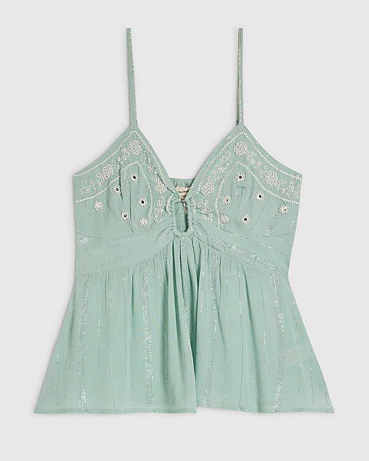 Blue Mirror Embroidered Cami