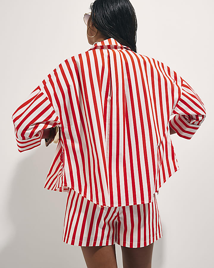 Red Stripe Beaded Shirt