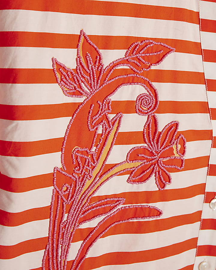 Red Stripe Beaded Shirt