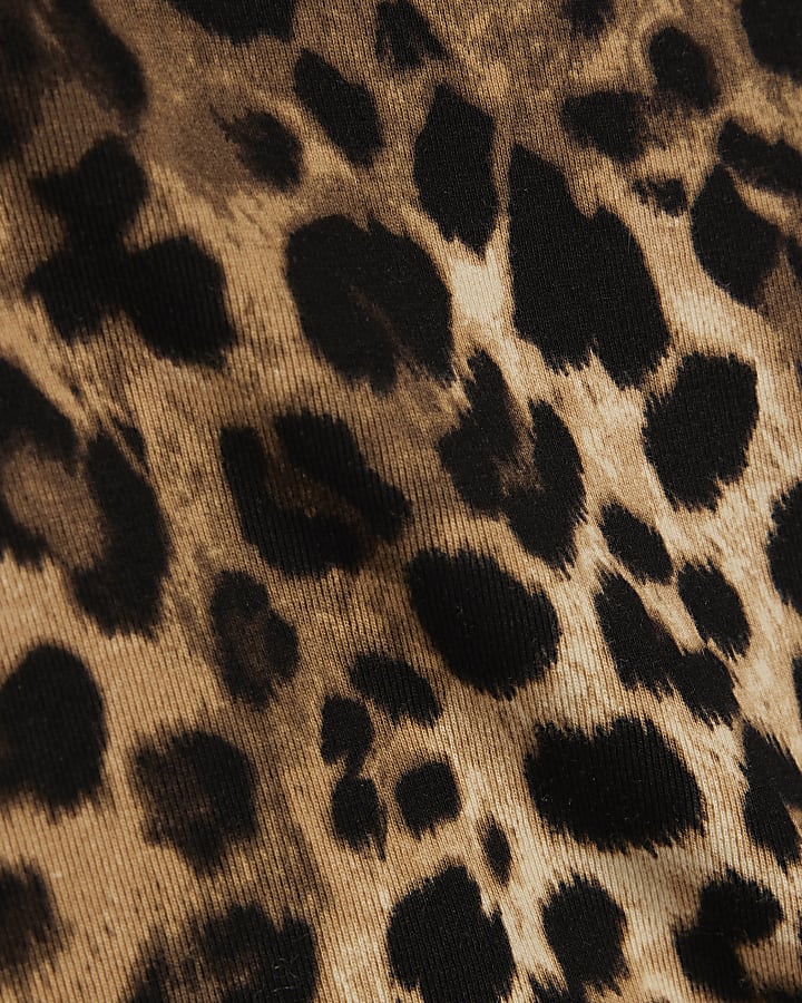 Beige Animal Print Halter Neck Tank Top