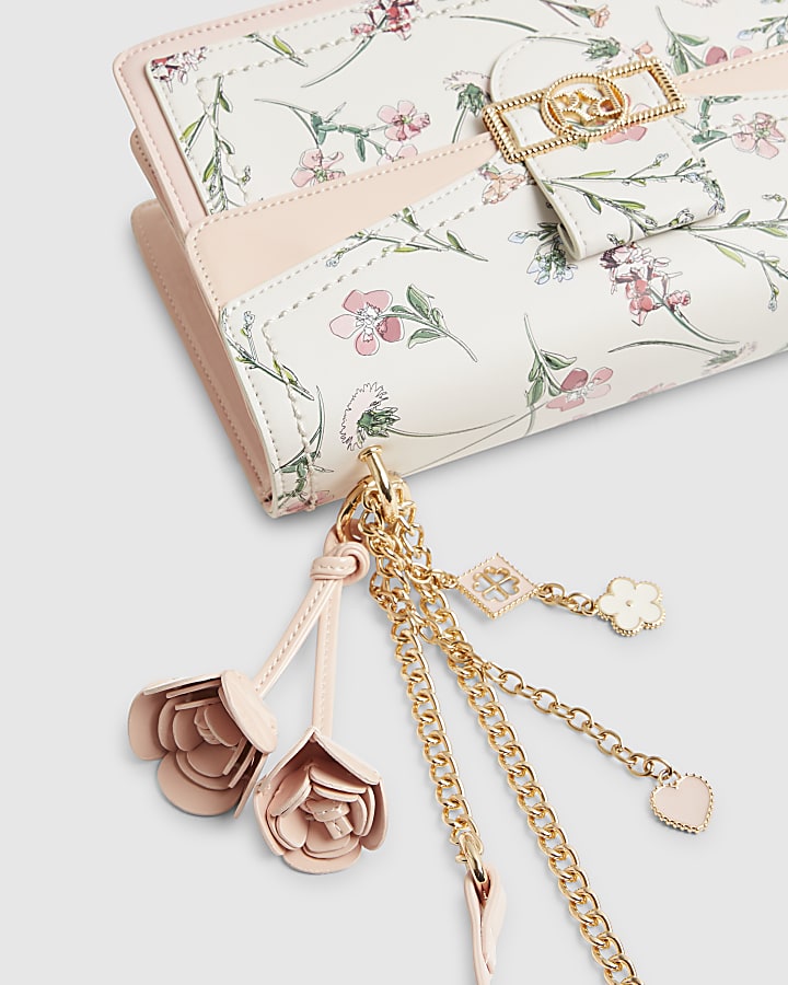 Cream Floral Panelled Shoulder Bag