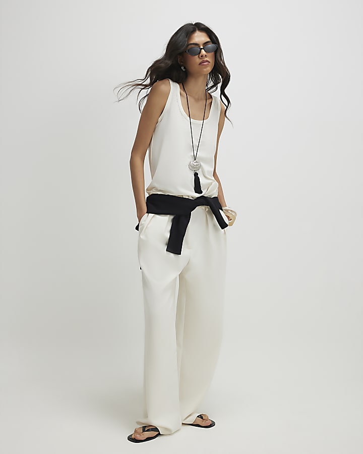 White Burnout Tank Top